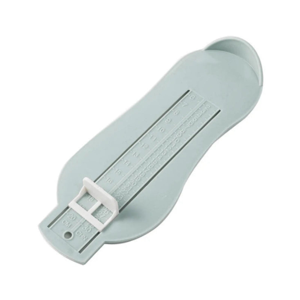 Light blue plastic tool with a white buckle on a white background